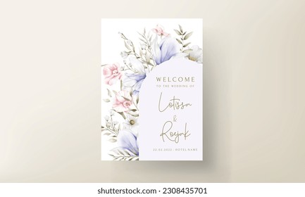 beautiful wedding invitation card with elegant vintage floral