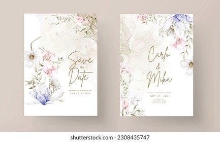 beautiful wedding invitation card with elegant vintage floral