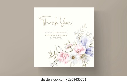 beautiful wedding invitation card with elegant vintage floral