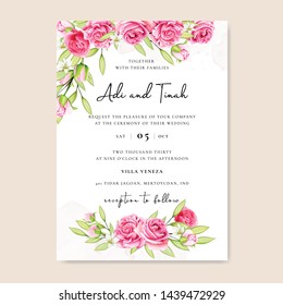 beautiful wedding and invitation card with floral and leaves frame