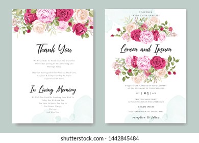 beautiful wedding invitation card with floral wreath template