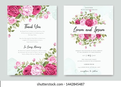 beautiful wedding invitation card with floral wreath template