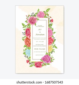 beautiful wedding invitation  card with floral and flowers design