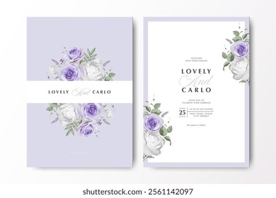beautiful wedding invitation card with floral partition roses flower design