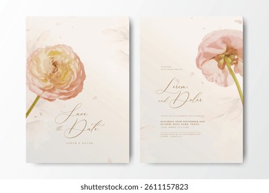 beautiful wedding invitation card with floral watercolor