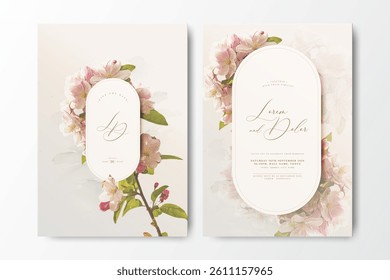 beautiful wedding invitation card with floral watercolor
