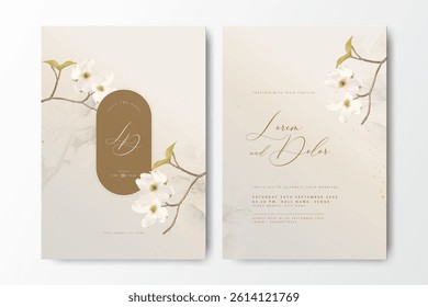 beautiful wedding invitation card with floral watercolor