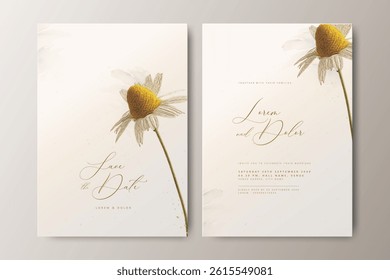 beautiful wedding invitation card with floral watercolor