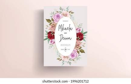 Beautiful wedding invitation card with beautiful flower ornaments
