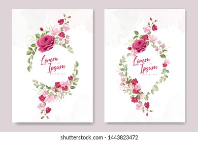beautiful wedding invitation card with pink roses template