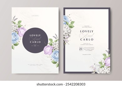 beautiful wedding invitation card with ranunculus and hydrangea flower
