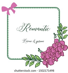 Beautiful wedding and invitation card romantic, with purple flower frame. Vector