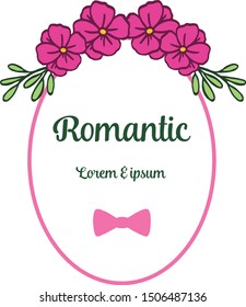 Beautiful wedding and invitation card romantic, with pink wreath frame. Vector