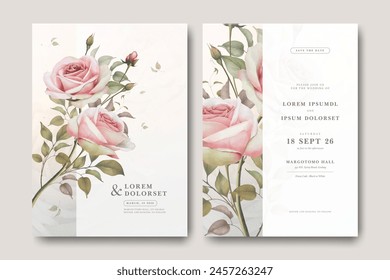 hermosa tarjeta de invitación de boda con jardín de flores de rosa