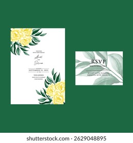 Beautiful wedding invitation card rose template. Watercolor card with gold frame texture, geometric, colourful floral, leaves. Elegant botanical Floral vector with cherry blossom wedding background.