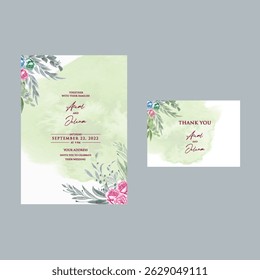 Beautiful wedding invitation card rose template. Watercolor card with gold frame texture, geometric, colourful floral, leaves. Elegant botanical Floral vector with cherry blossom wedding background.