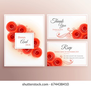 beautiful wedding invitation card with rose flower template