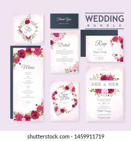 beautiful wedding invitation card with roses background 