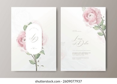 beautiful wedding invitation card with roses flower design