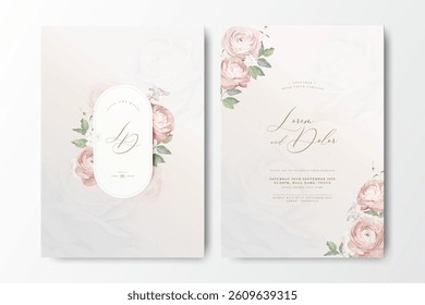 beautiful wedding invitation card with roses flower design
