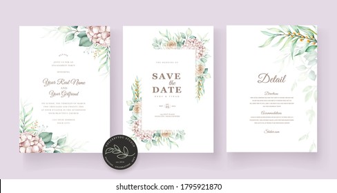 Beautiful Wedding Invitation Card Set Stock Vector (Royalty Free ...