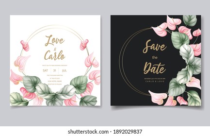 Beautiful wedding invitation card set template