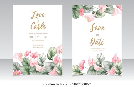 Beautiful wedding invitation card set template