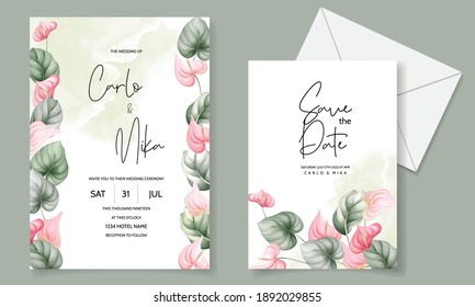 Beautiful wedding invitation card set template