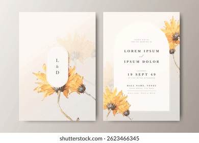 beautiful wedding invitation card set with floral background