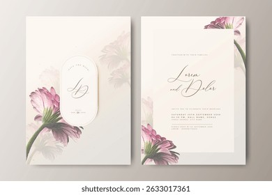 beautiful wedding invitation card set with floral background	
