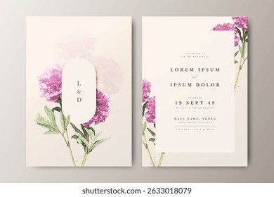 beautiful wedding invitation card set with floral background