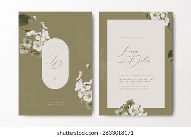 beautiful wedding invitation card set with floral background