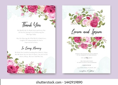 beautiful wedding invitation card template with floral wreath