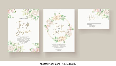 beautiful wedding invitation card template with elegant roses