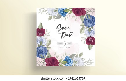 Beautiful wedding invitation card template design with floral decorations