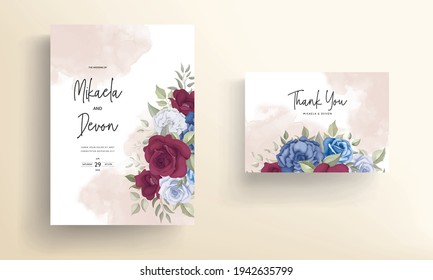 Beautiful wedding invitation card template design with floral decorations