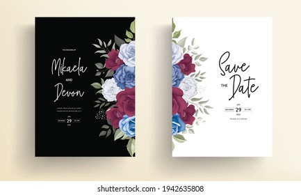Beautiful wedding invitation card template design with floral decorations