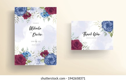 Beautiful wedding invitation card template design with floral decorations