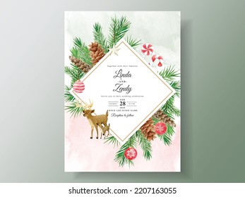 beautiful wedding invitation card template with christmas theme
