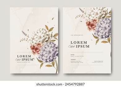 beautiful wedding invitation card template with flowers