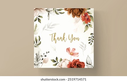 beautiful wedding invitation card template and floral frame watercolor