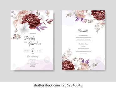 Beautiful wedding invitation card with watercolor floral. Illustrator and designer. Wedding Invites, save the date, Birthday Invites, Video Invites, E-Cards.