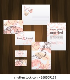 Beautiful wedding invitation cards with butterflies