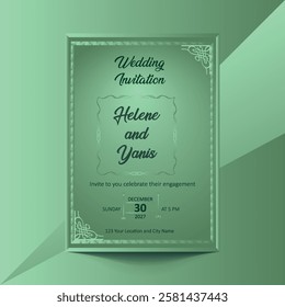 Beautiful wedding invitation design set against a vibrant green background, ideal for a nature-inspired event.