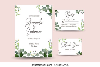 beautiful wedding invitation with floral design background.