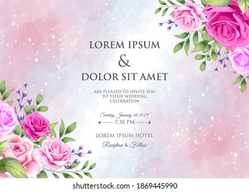 Beautiful wedding invitation with floral elements background