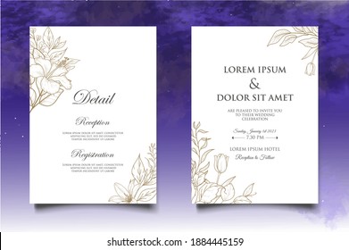 Beautiful wedding invitation with floral elements background