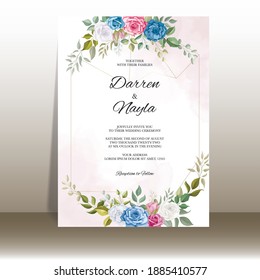 Beautiful wedding invitation floral template set