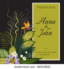Beautiful wedding invitation save the date ornament. Colorful vector illustration