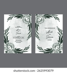 Beautiful wedding invitation set with green leaves  and foliage  design card set design card
